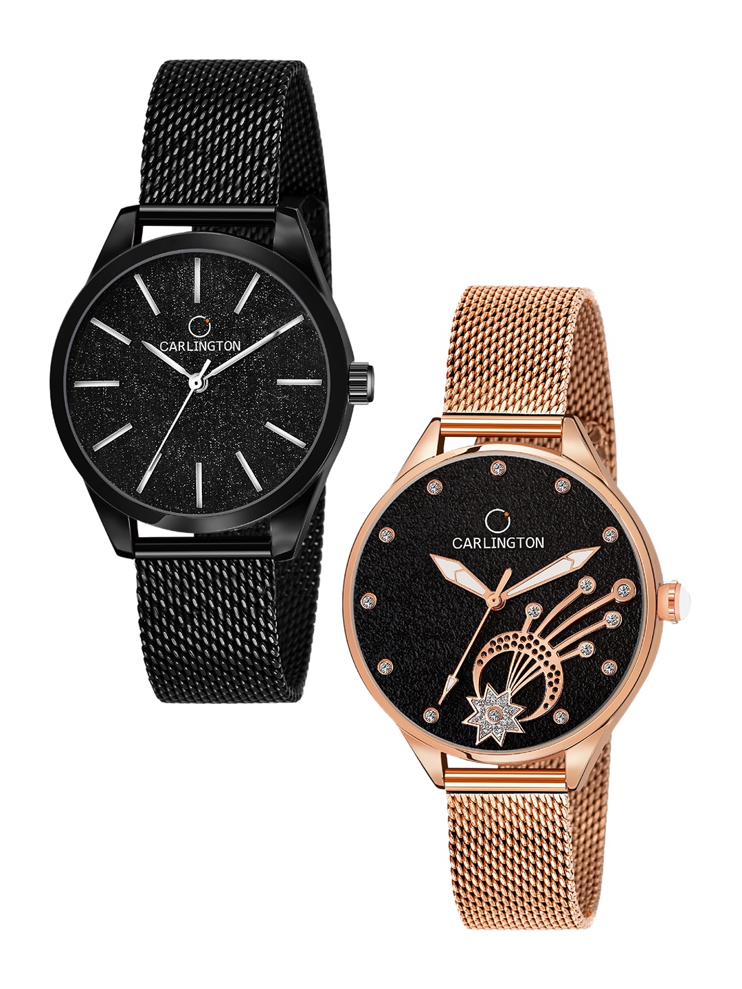 

CARLINGTON Women Multicoloured Dial 2 Stainless Steel Bracelet Style Straps Analogue Watch, Multi