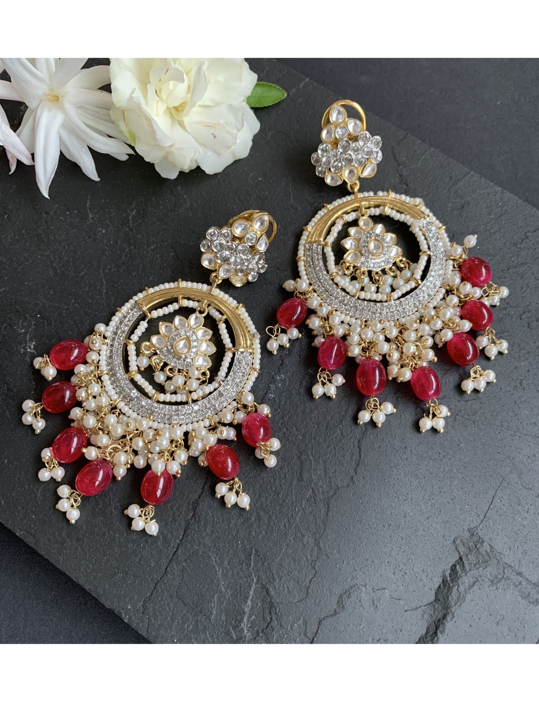 

Queen Be Gold-Toned Contemporary Chandbalis Earrings