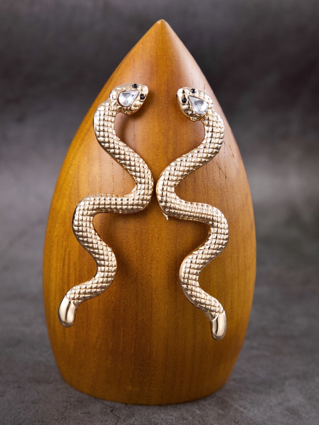 

anore Women Gold-Toned Cleopatra Statement Snake Drop Earrings