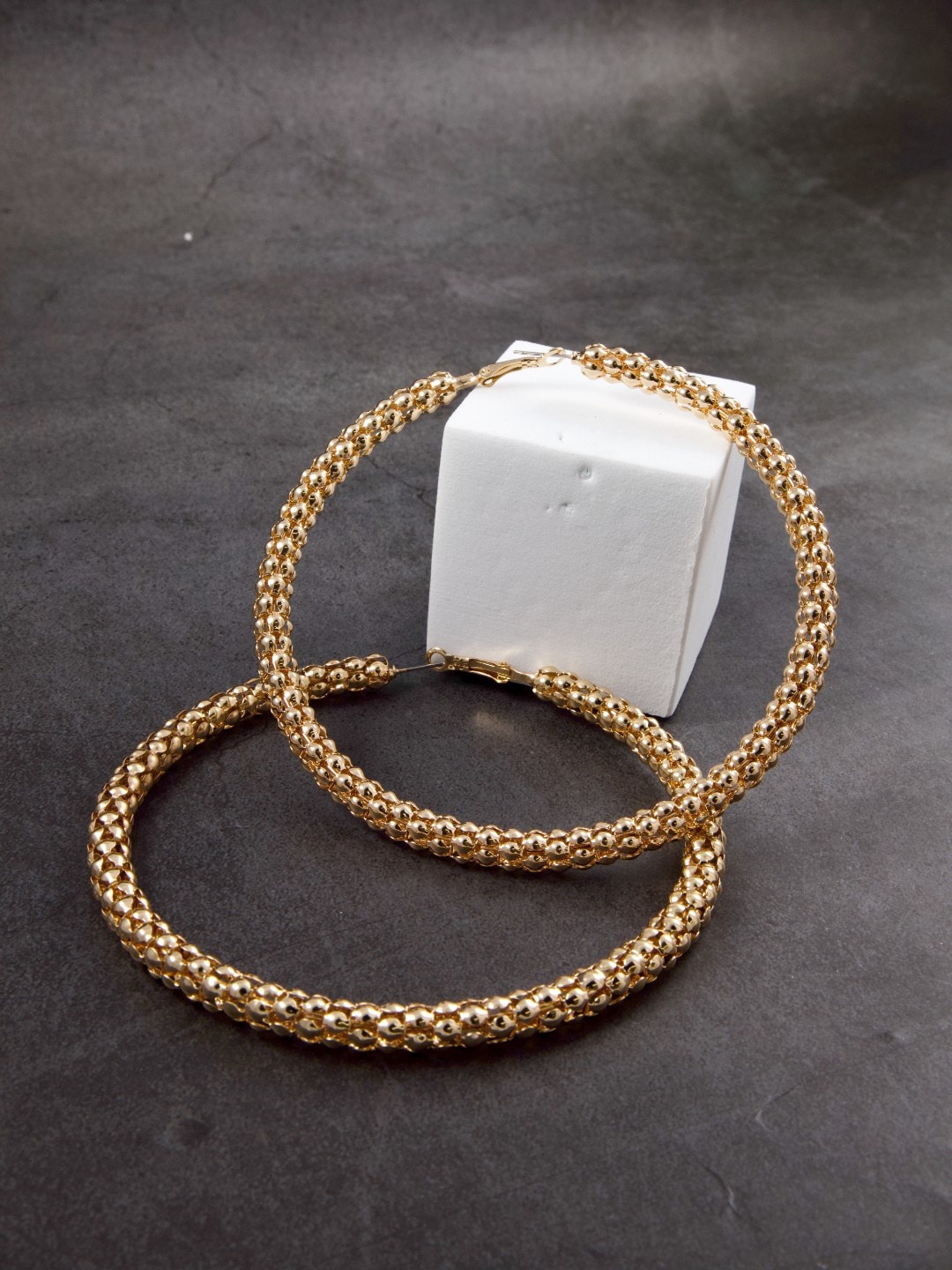 

anore Women Gold-Toned Plated Exaggerated Large Hoop Earrings