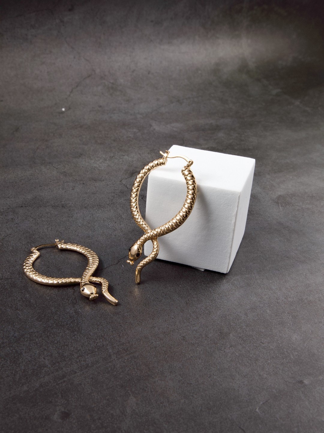 

anore Women Gold-Toned Plated Circular Cleopatra Snake Statement Studs Earrings