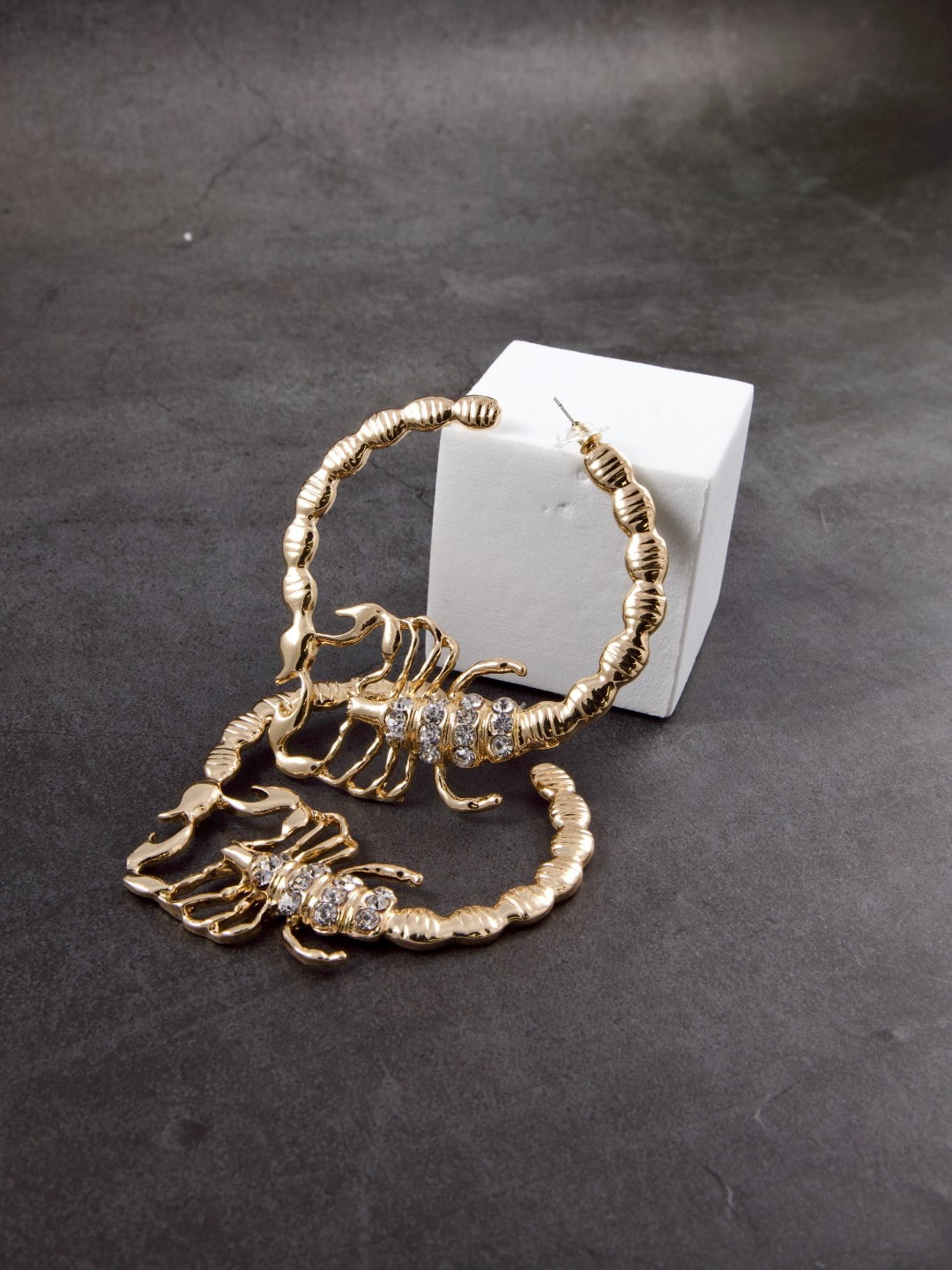 

anore Women Gold-Plated Cleopatra CZ Scorpion Hoop Earrings