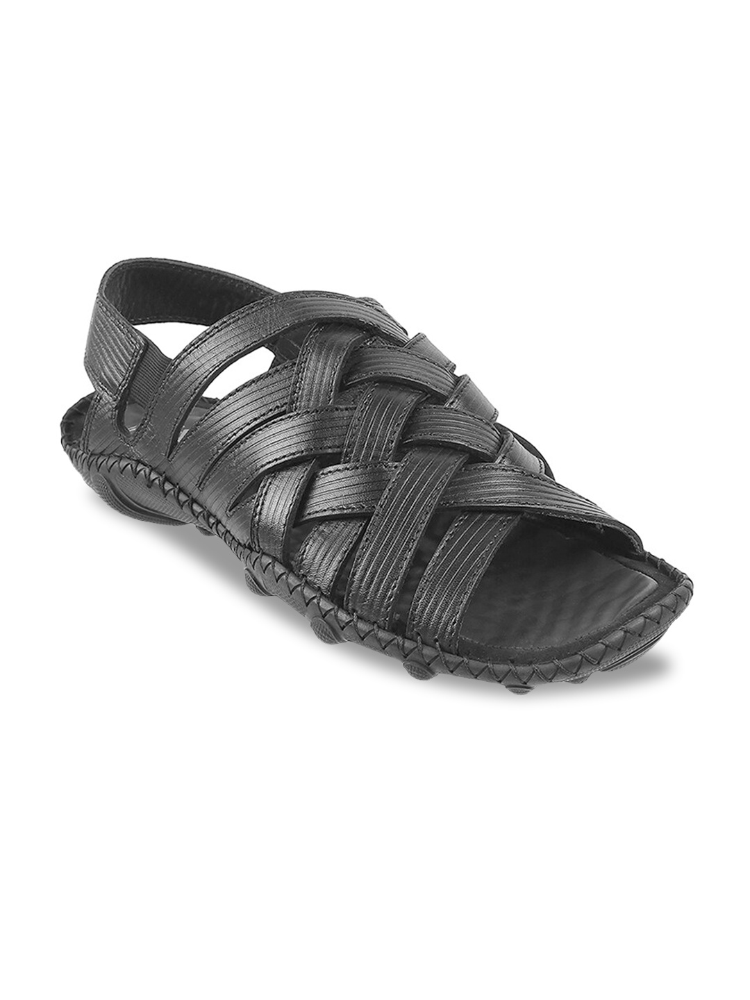 

Metro Men Black Leather Comfort Sandals
