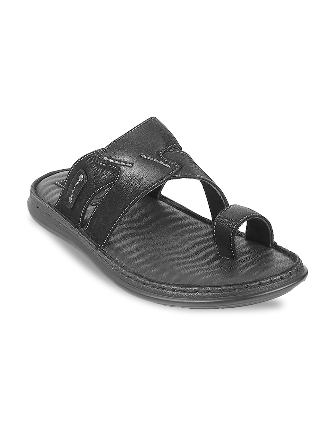 

Metro Men Black Leather Comfort Sandals