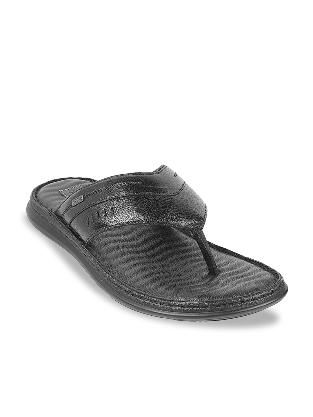 

Metro Men Black Leather Comfort Sandals