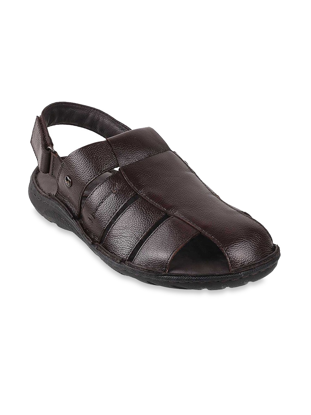 

Metro Men Brown Leather Shoe-Style Sandals