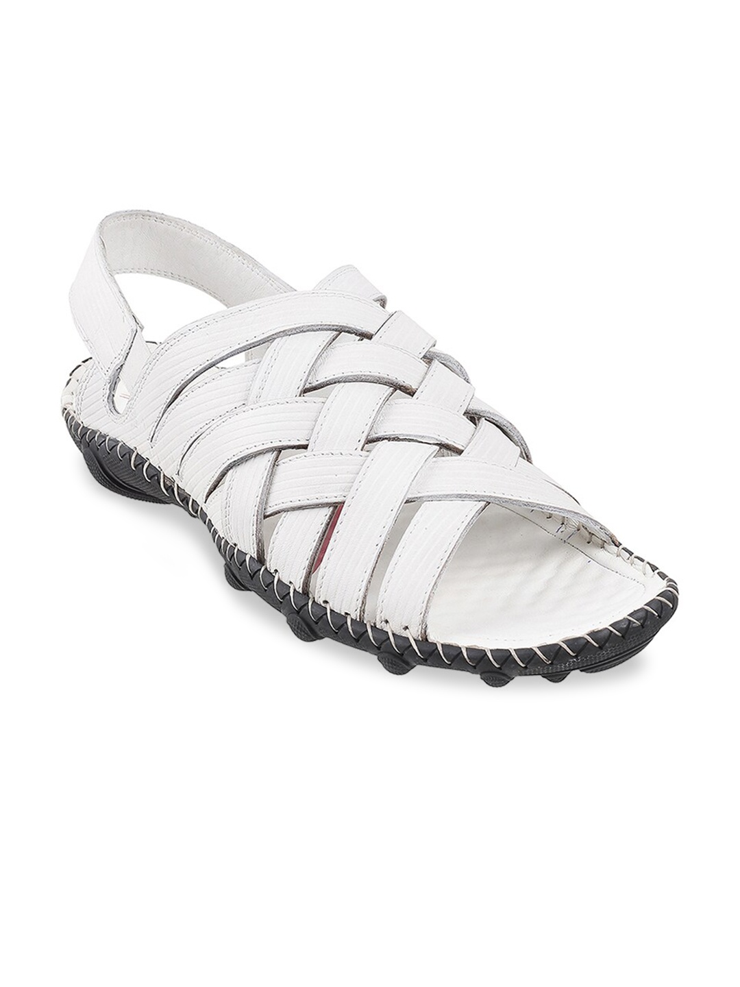 

Metro Men White Leather Shoe-Style Sandals