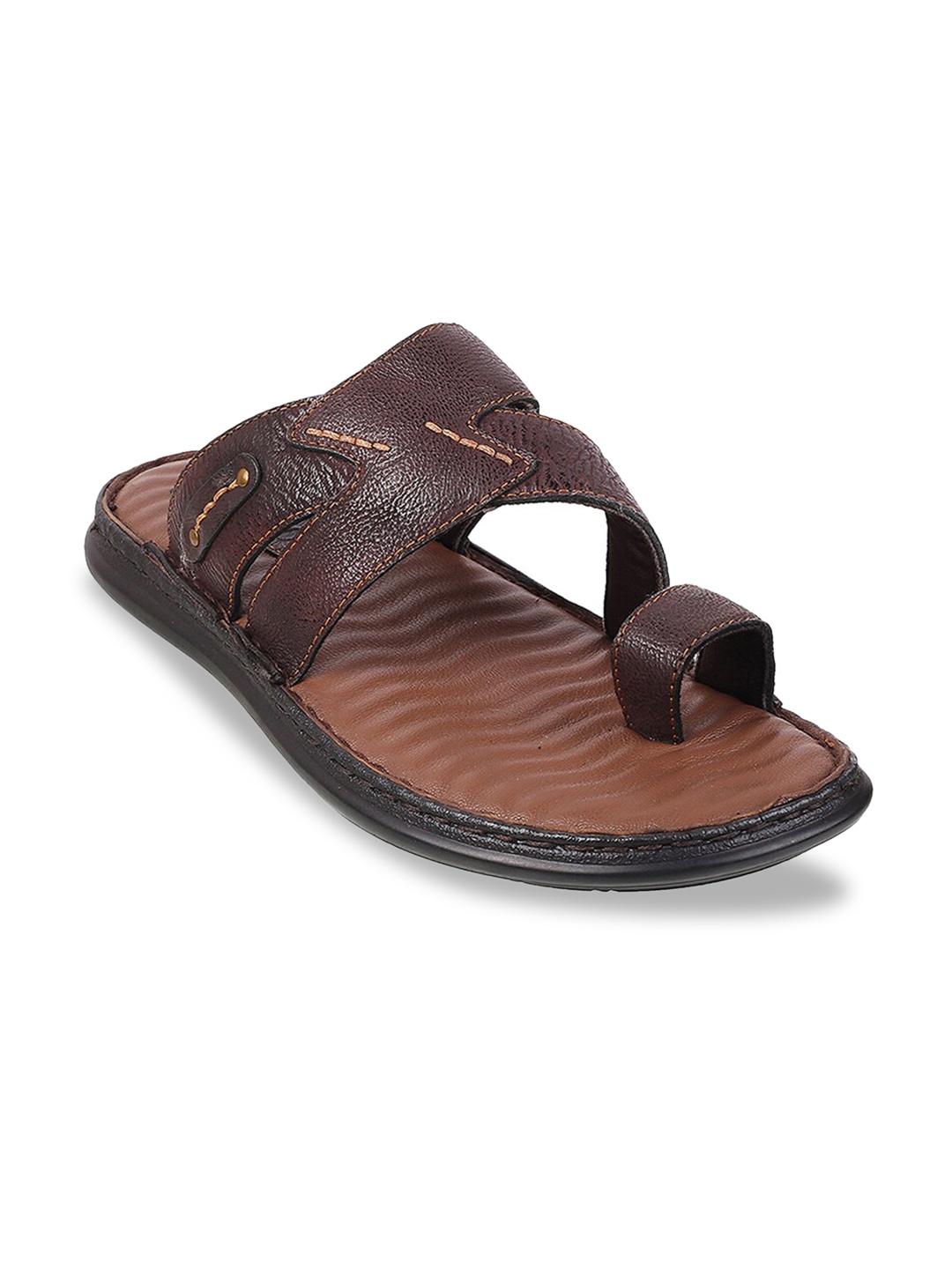 

Metro Men Brown Leather Comfort Sandals