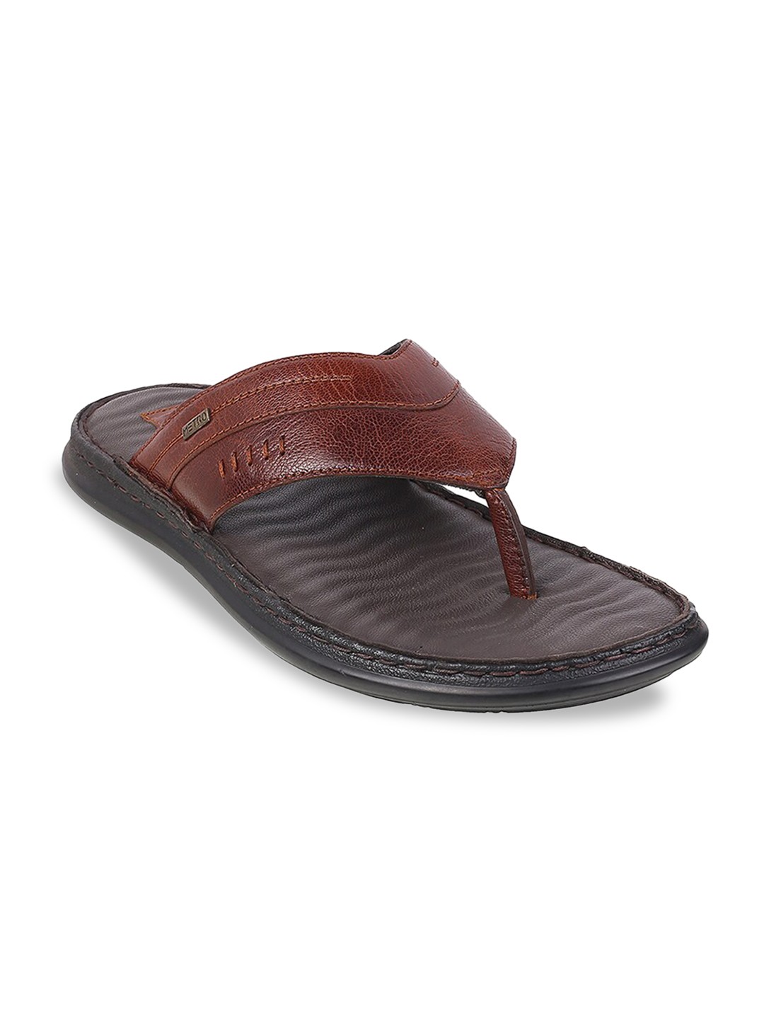 

Metro Men Tan & Black Leather Comfort Sandals
