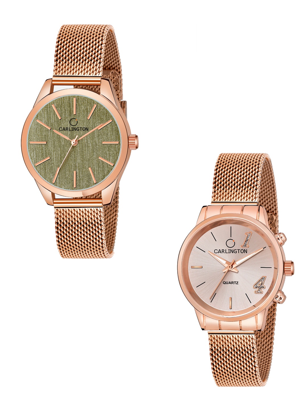 

CARLINGTON Set-2 Women Analogue Watch CT2001 RoseGreen-CT2012 RoseGold, Multi