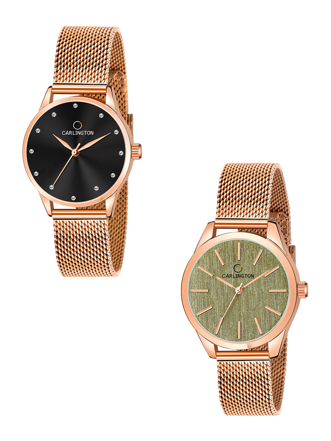 

CARLINGTON Women Set Of 2 Watches CT2001-CT2009, Rose gold