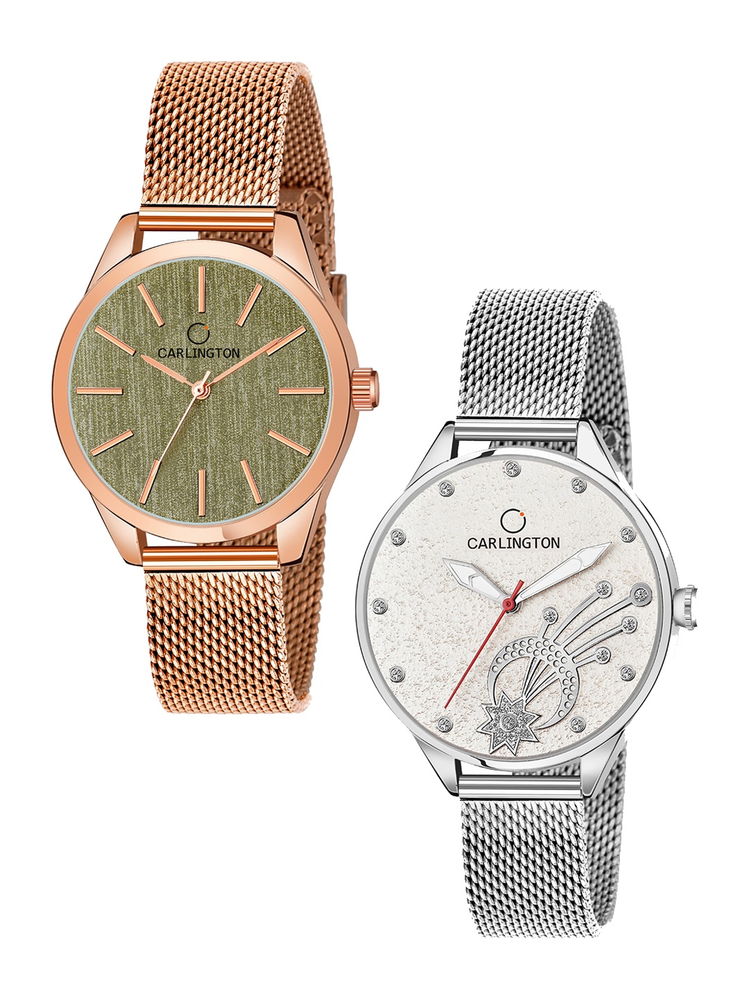 

CARLINGTON Women Multicoloured Dial & Multicoloured Stainless Steel Bracelet Style Straps Analogue Watch, Multi