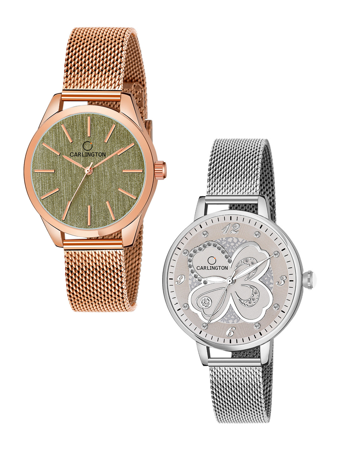 

CARLINGTON Women Set of 2 Bracelet Style Straps Analogue Watches CT2001 CT2019, Multi