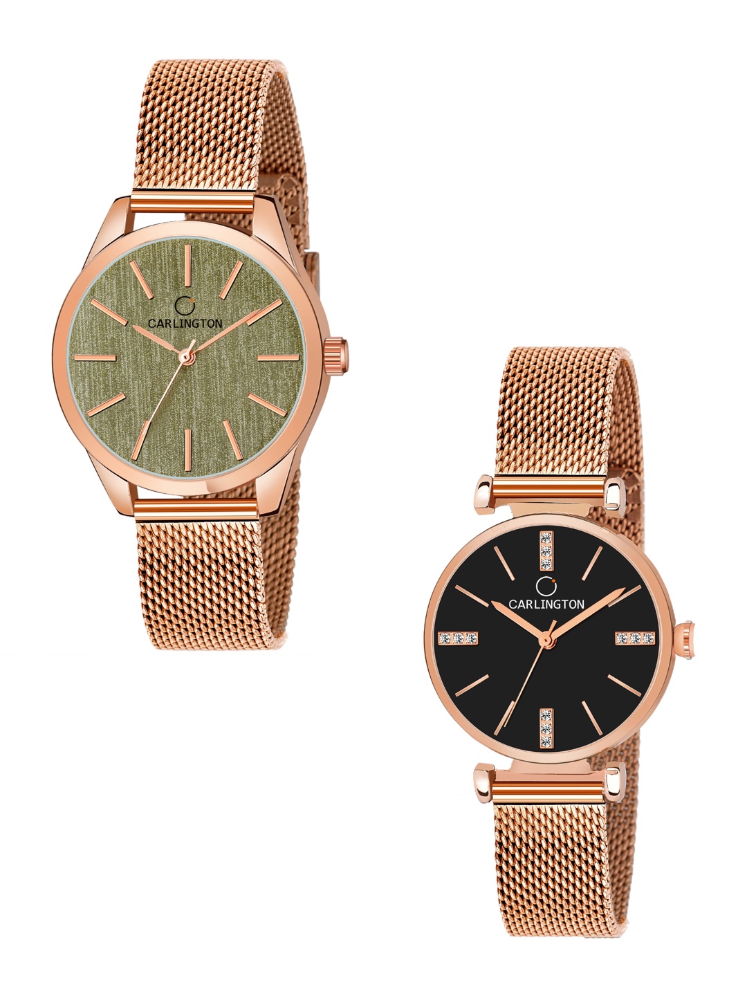 

CARLINGTON Women Multicoloured Dial 2 Stainless Steel Bracelet Style Straps Analogue Watch, Multi
