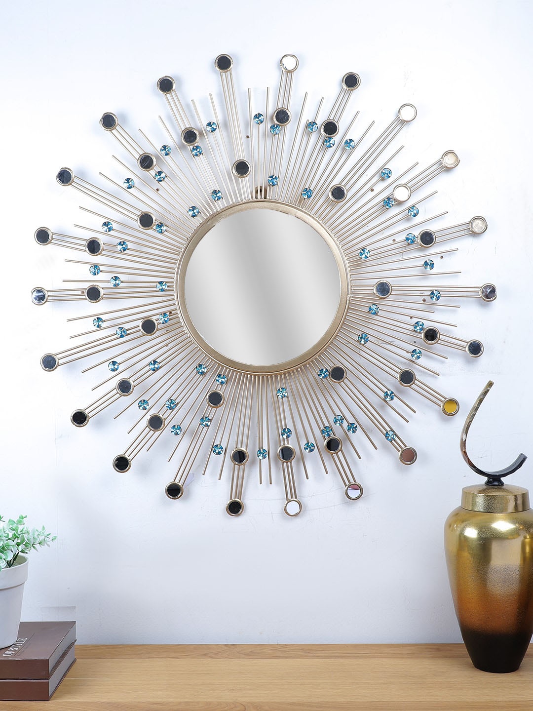 

HomeTown Gold-Toned & Blue Glamor Iron Wall Mirror