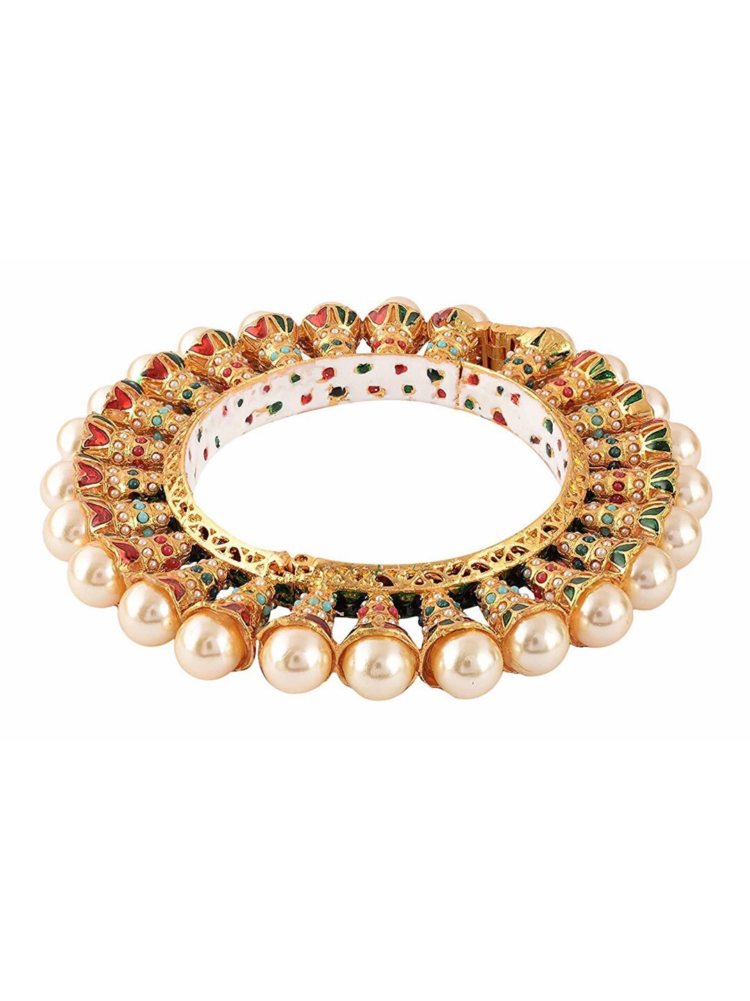 

Runjhun Women Gold-Toned & Red Gold-Plated Bangle-Style Bracelet