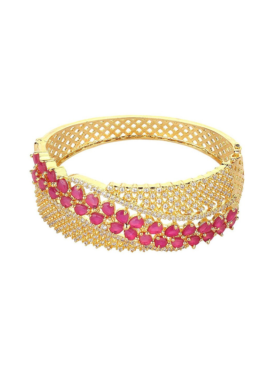 

Runjhun Women Gold-Plated American Diamond Bangle-Style Bracelet