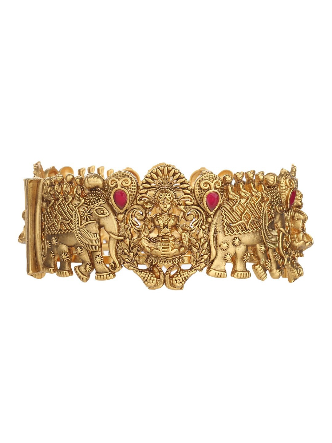 

Runjhun Women Gold-Toned & Red Gold-Plated Bangle-Style Bracelet