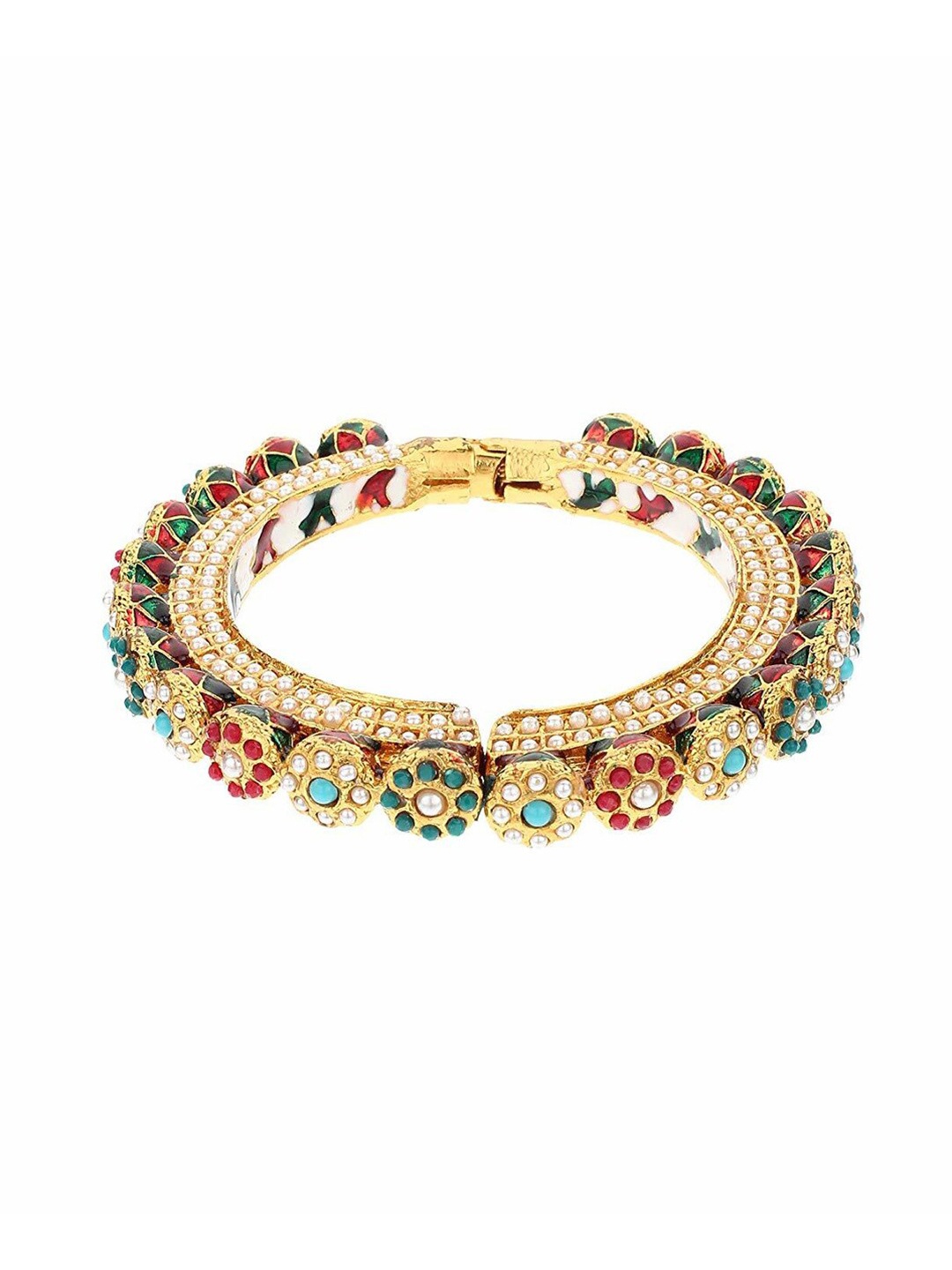 

Runjhun Women Gold-Toned & Red Gold-Plated Bangle-Style Bracelet