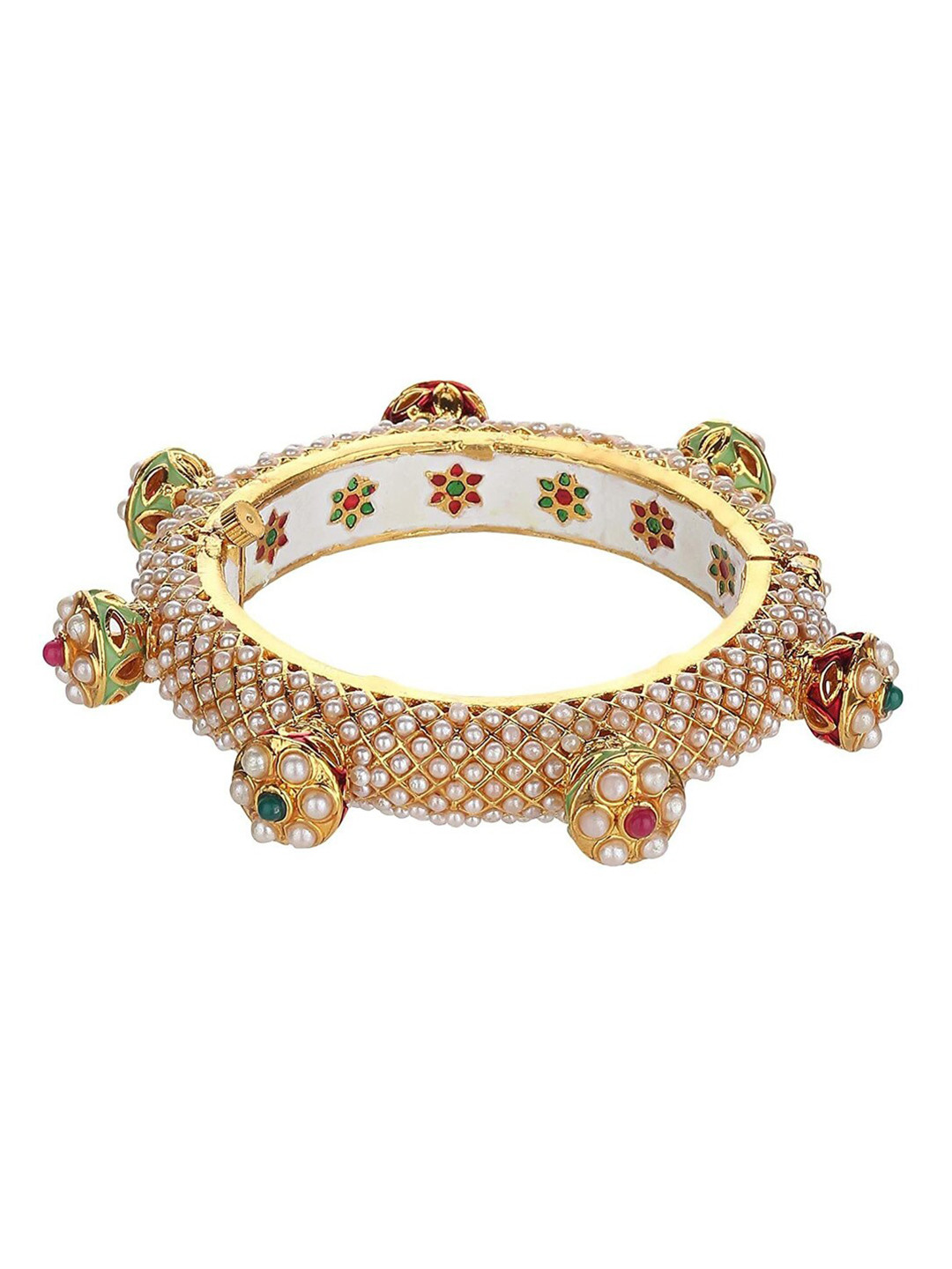 

Runjhun Women Gold-Toned & White Bangle-Style Bracelet