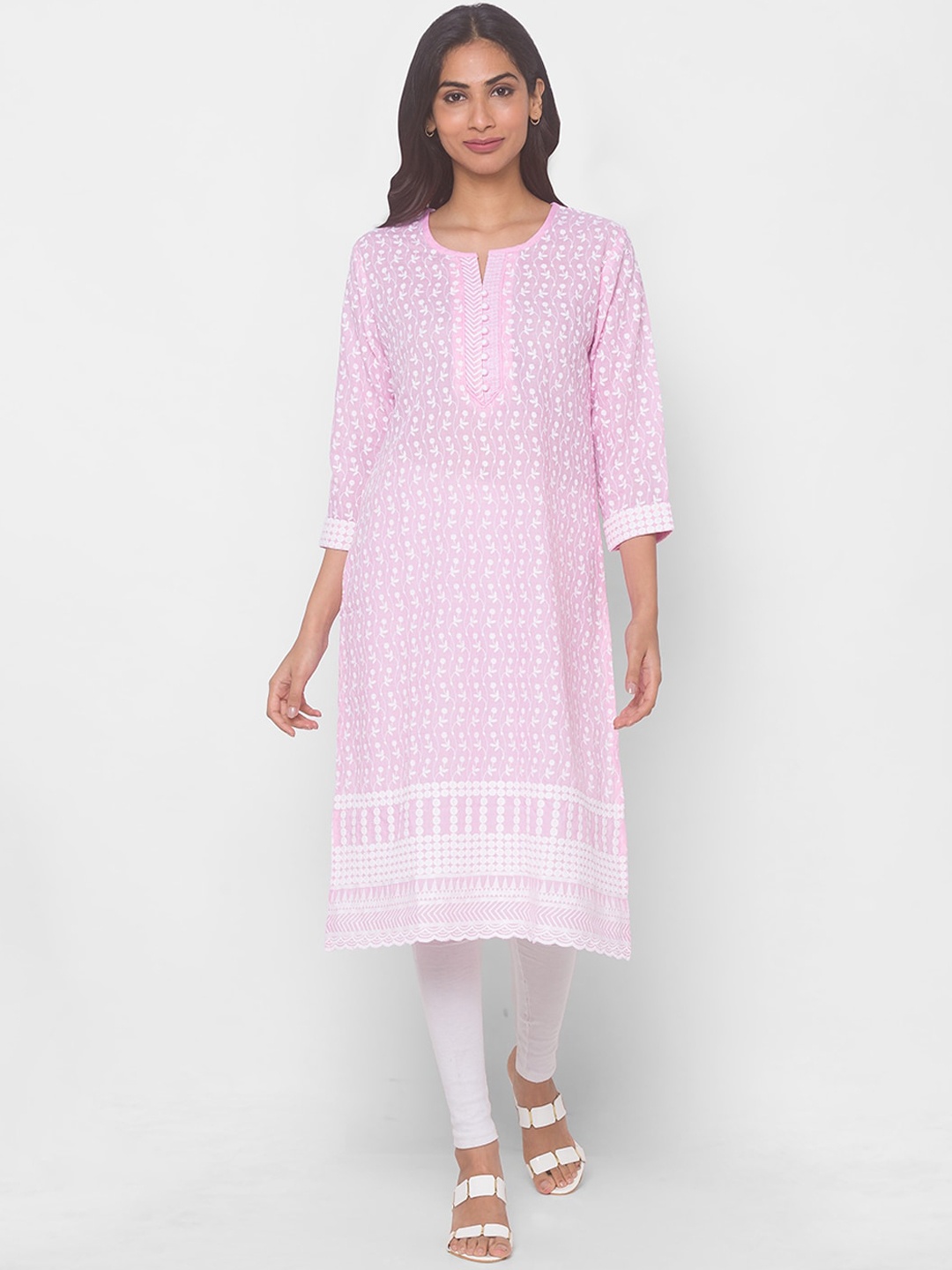 

ZOLA Women Pink Ethnic Motifs Embroidered Keyhole Neck Kurta