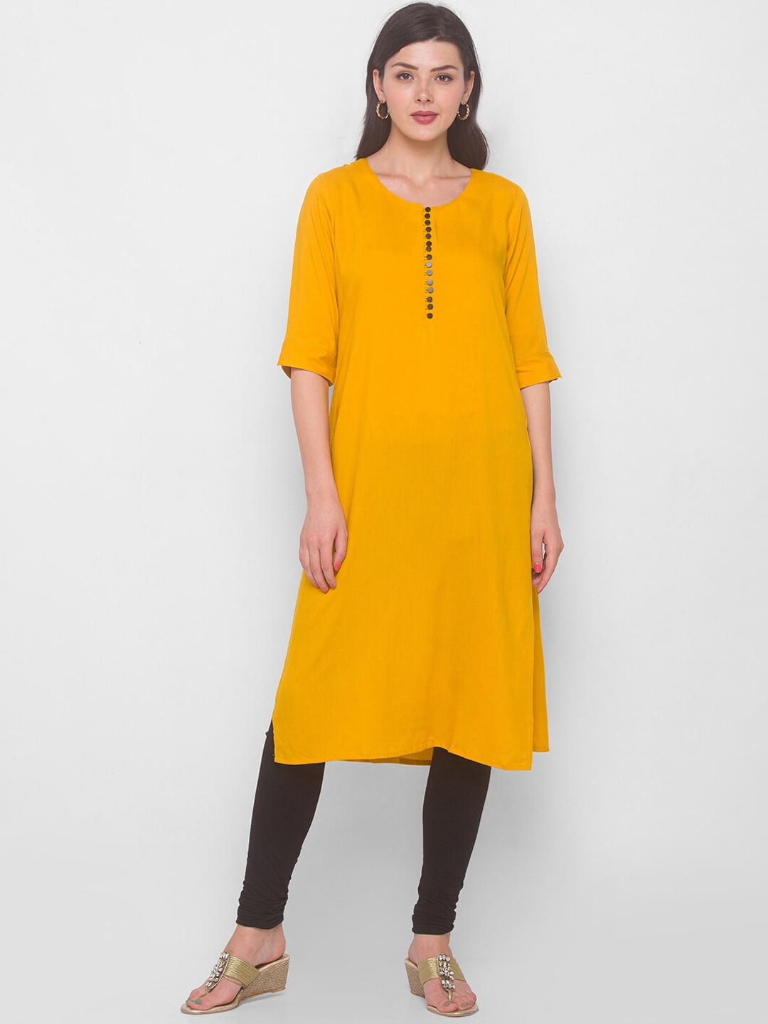 

ZOLA Women Mustard Yellow Kurta
