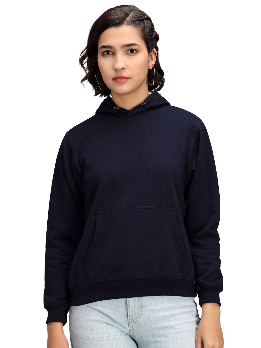 

Ratans Women Navy Blue Hooded Sweatshirt