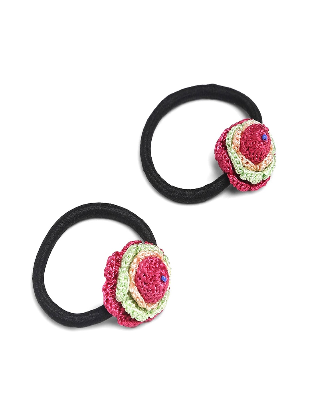 

Fabindia Multicoloured Set of 2 Crochet Ponytail Holders, Multi