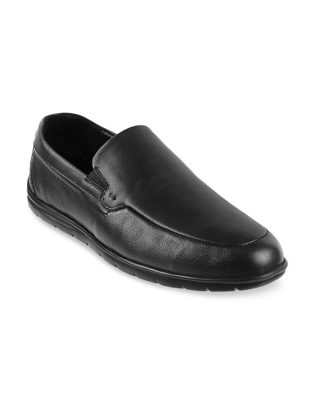 

DAVINCHI Men Black Solid Leather Formal Loafers