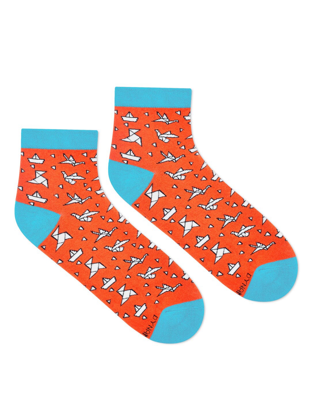 

Dynamocks Blue & Orange Conversational Patterned Ankle-Length Socks