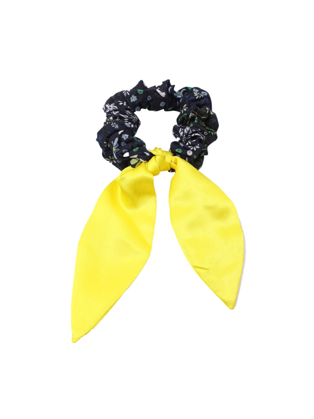 

FOREVER 21 Women Blue & Yellow Ruffled Bow Scrunchie