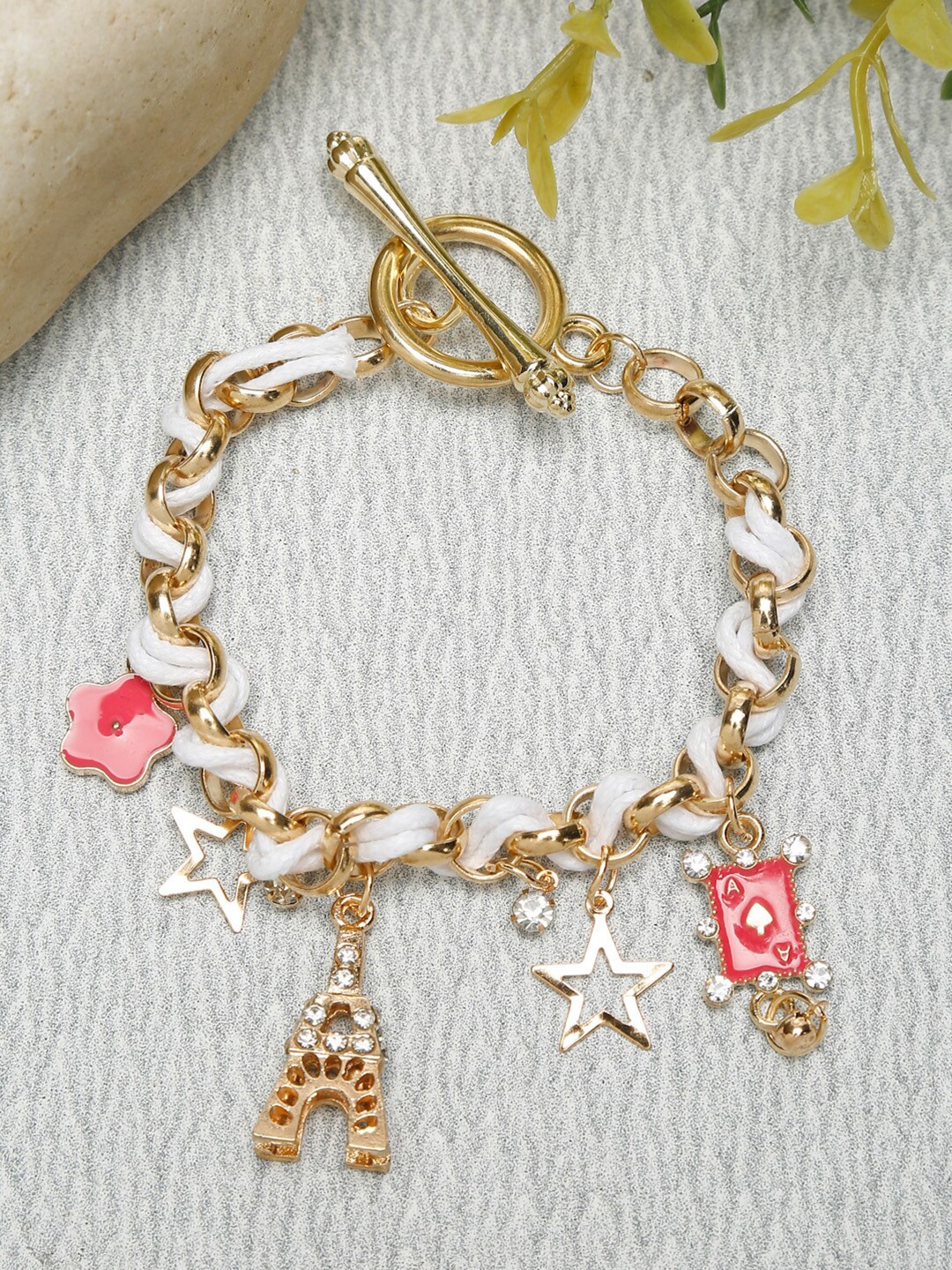 

Celena Cole Women White & Gold-Toned Charm Bracelet