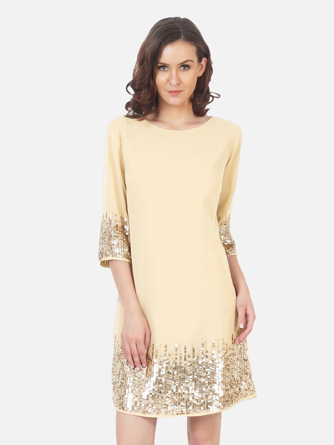 

ATTIC SALT Beige Sunrise Sequin Dress