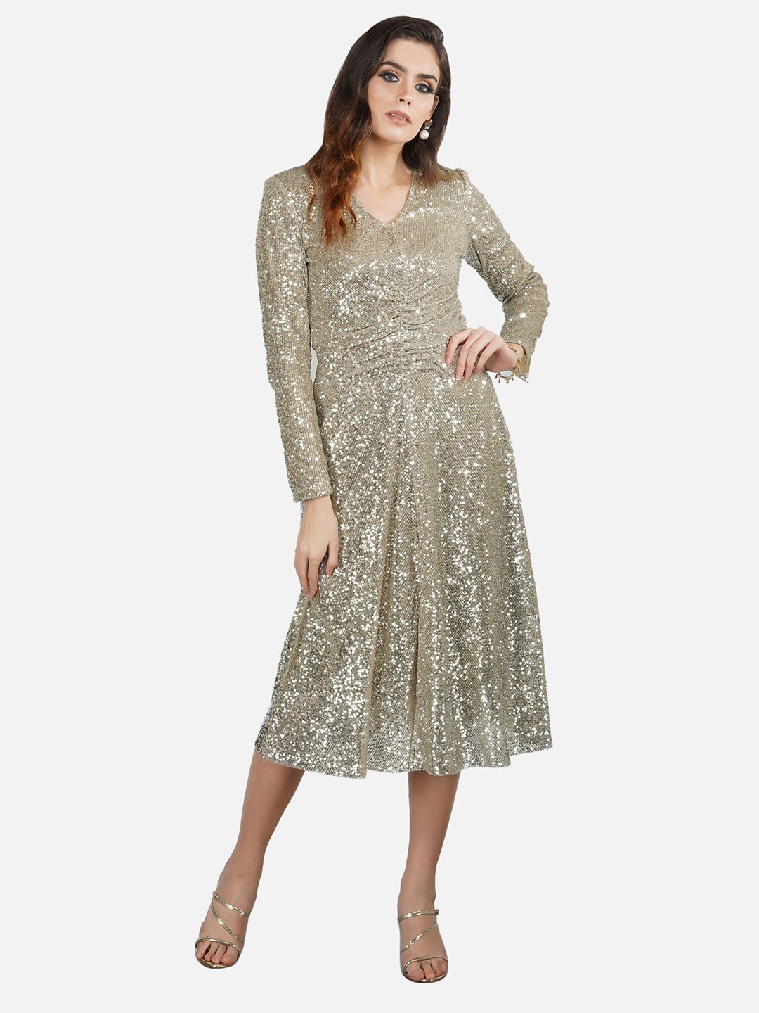 

ATTIC SALT Silver-Toned Embellished Midi Dress