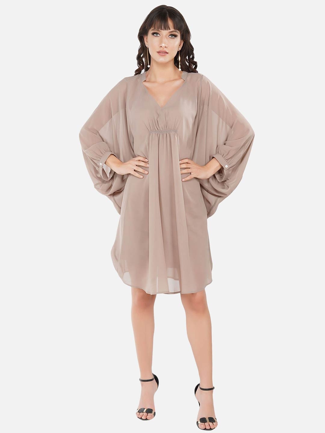 

ATTIC SALT Brown Georgette Kaftan Dress