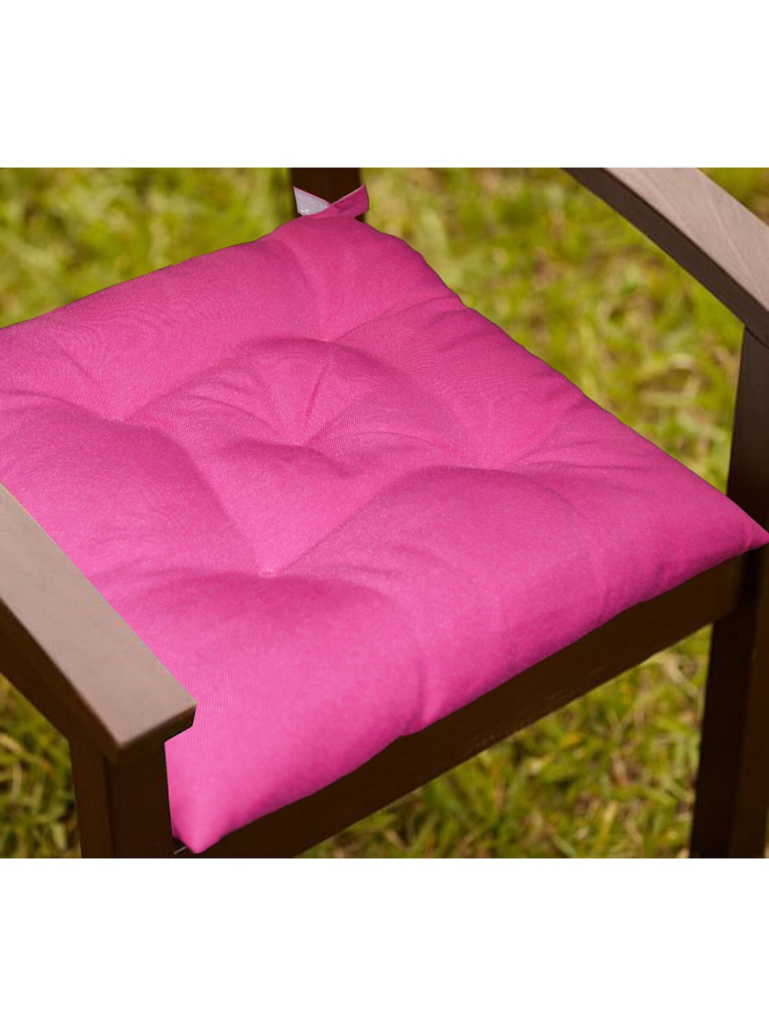 

Lushomes Set Of 4 Fuchsia Pink Solid General Support Water Resistant Chairpads