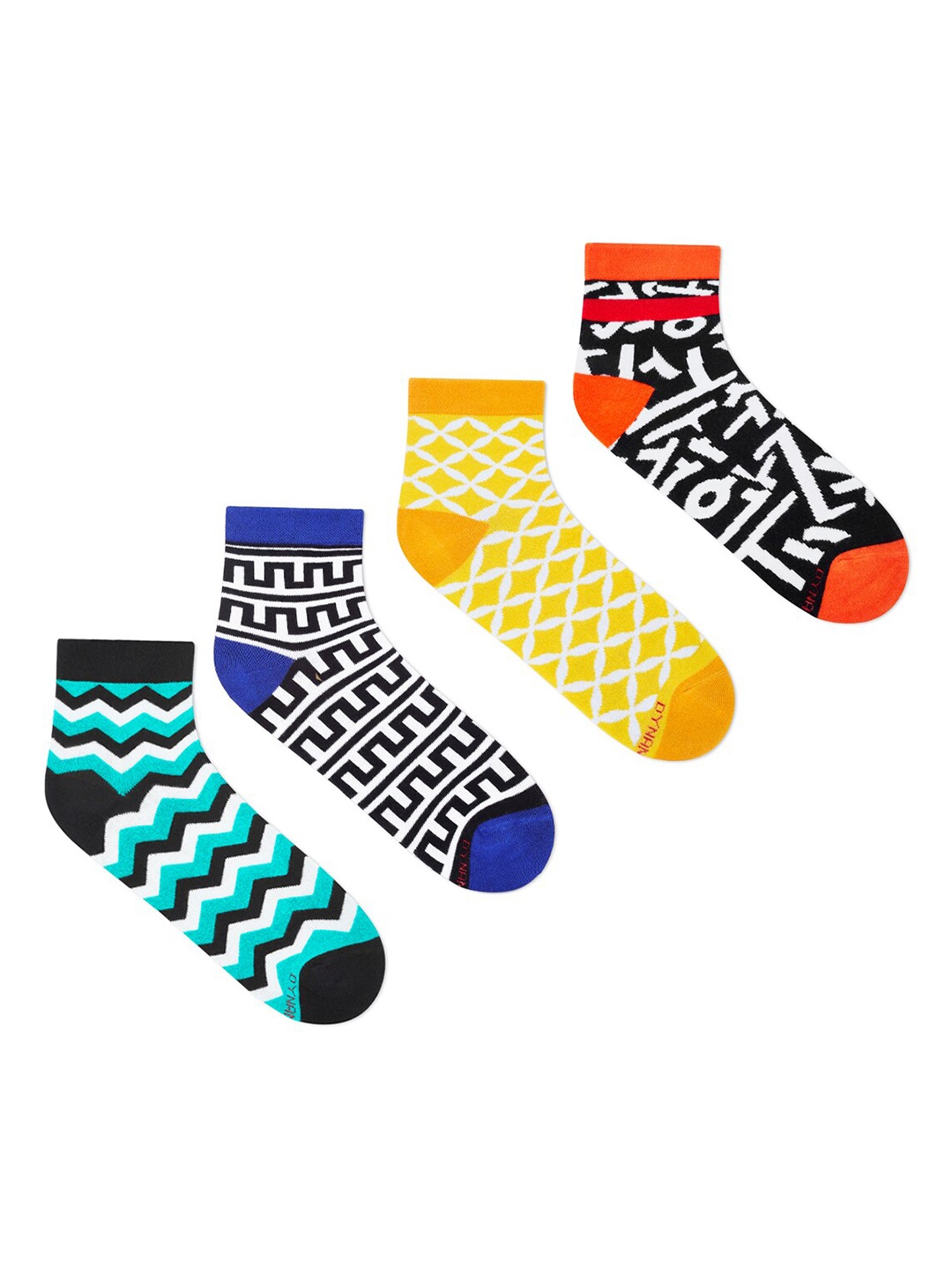 

Dynamocks Pack Of 4 Patterned Ankle-Length Socks, Blue