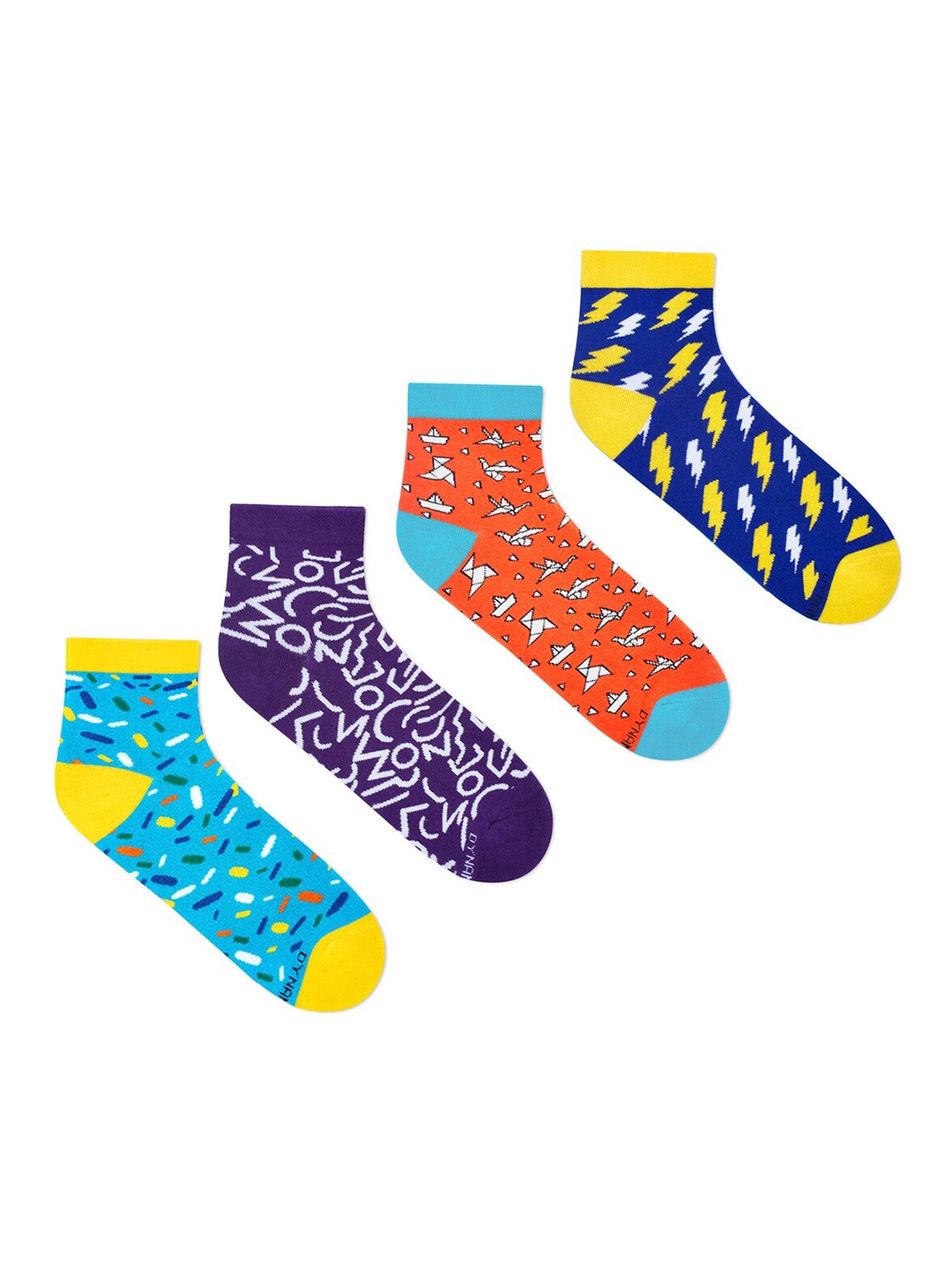 

Dynamocks Pack Of 4 Patterned Ankle-Length Socks, Blue