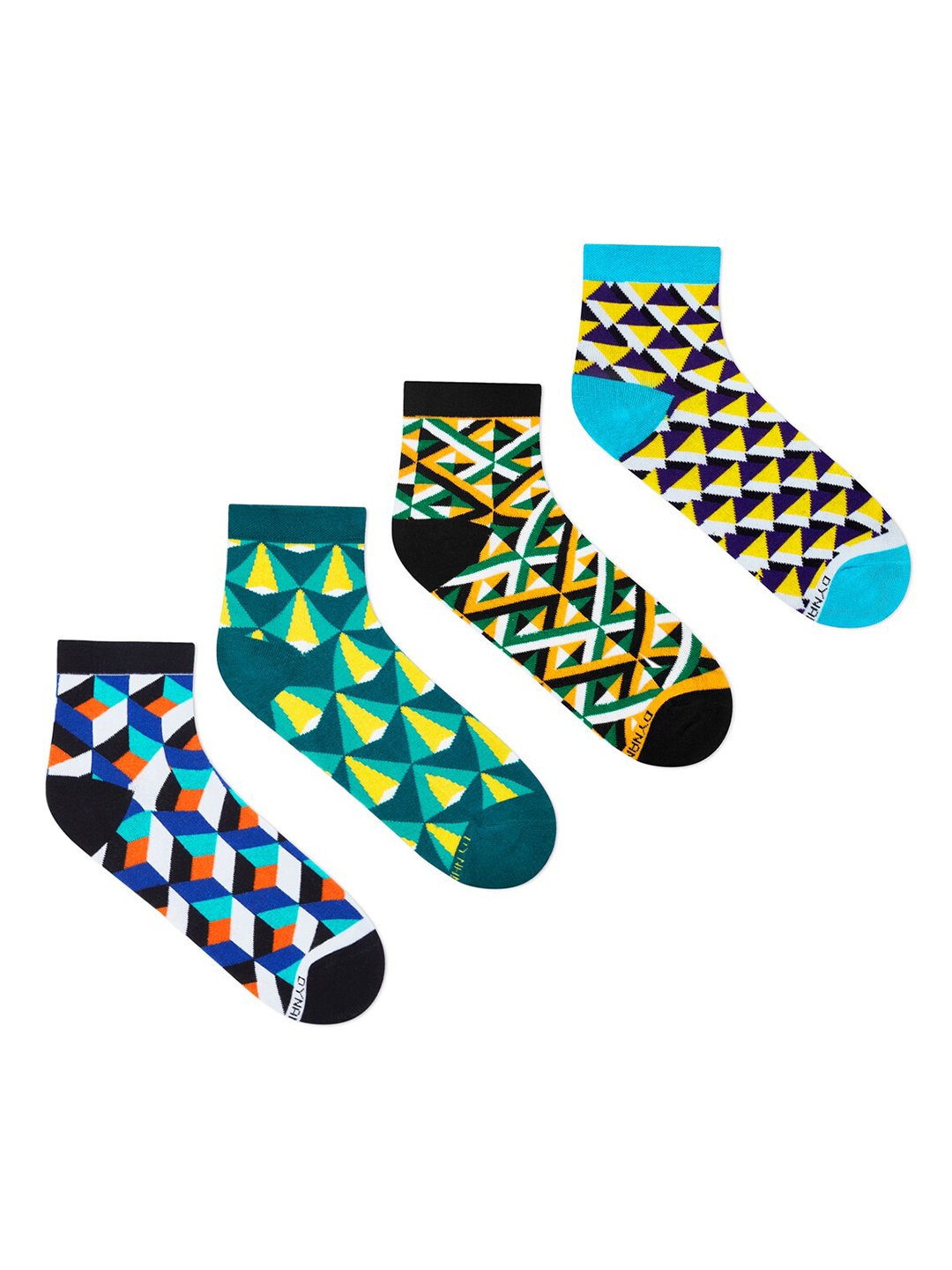 

Dynamocks Pack Of 4 Patterned Ankle-Length Socks, Blue