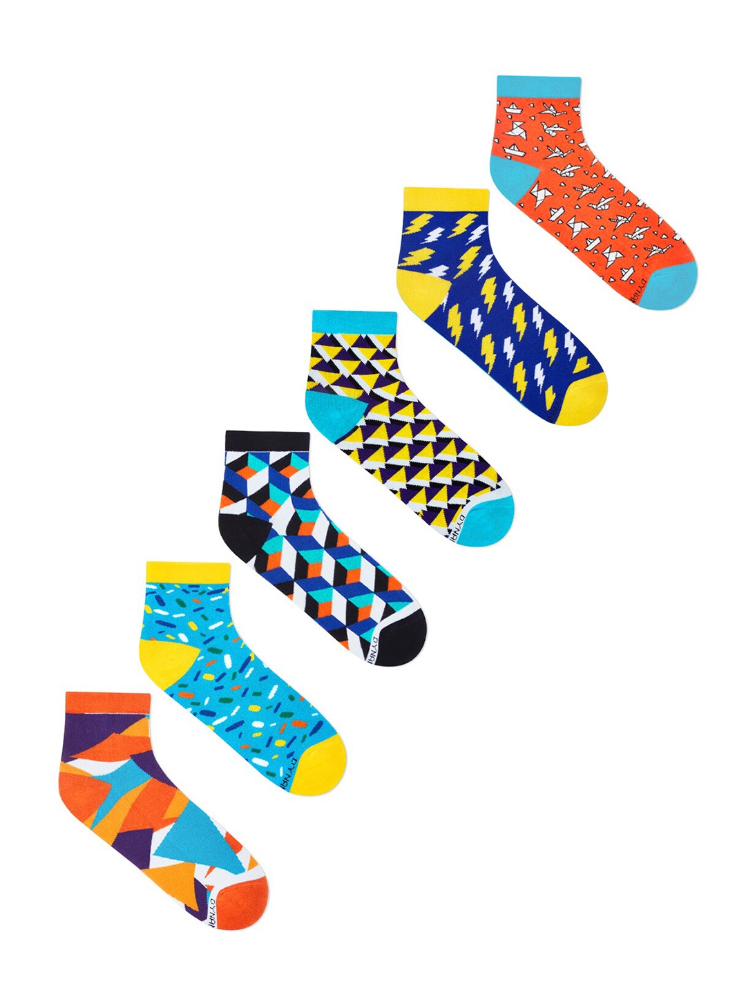 

Dynamocks Unisex Pack of 6 Patterned Ankle Length Socks, Blue
