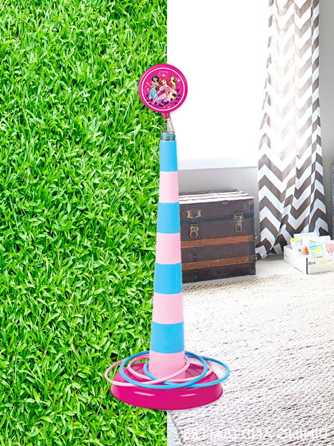 

ITOYS Unisex Kids Pink & Blue Hoopy Loopy Ring Toss Throw Game With 8 Rings