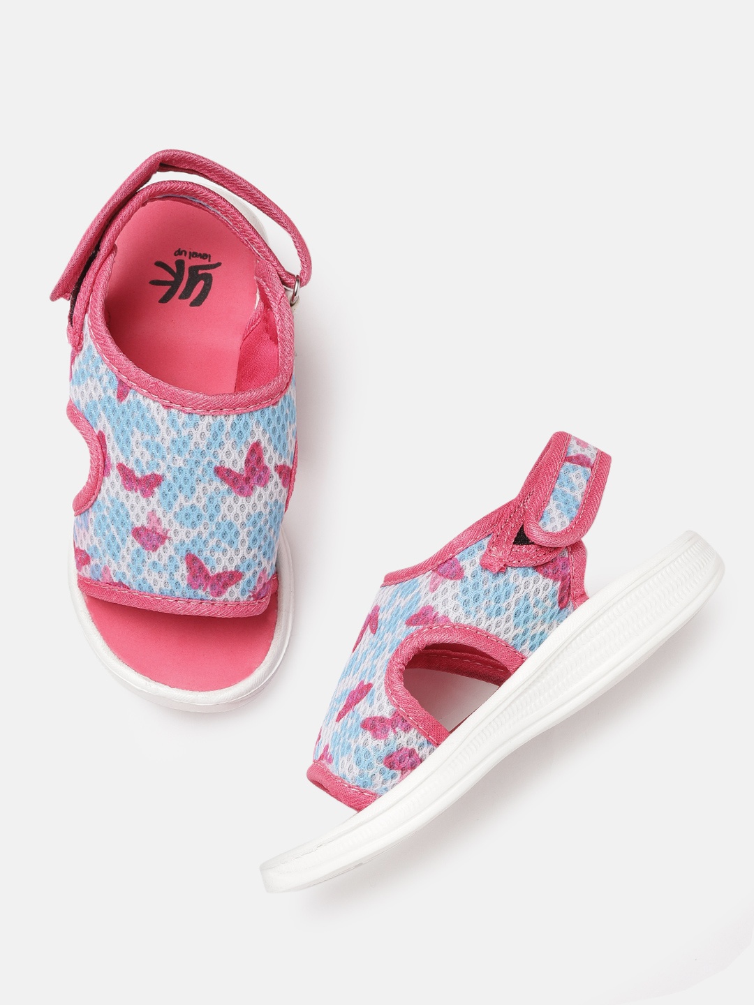 

YK Girls White & Blue Printed Sports Sandals