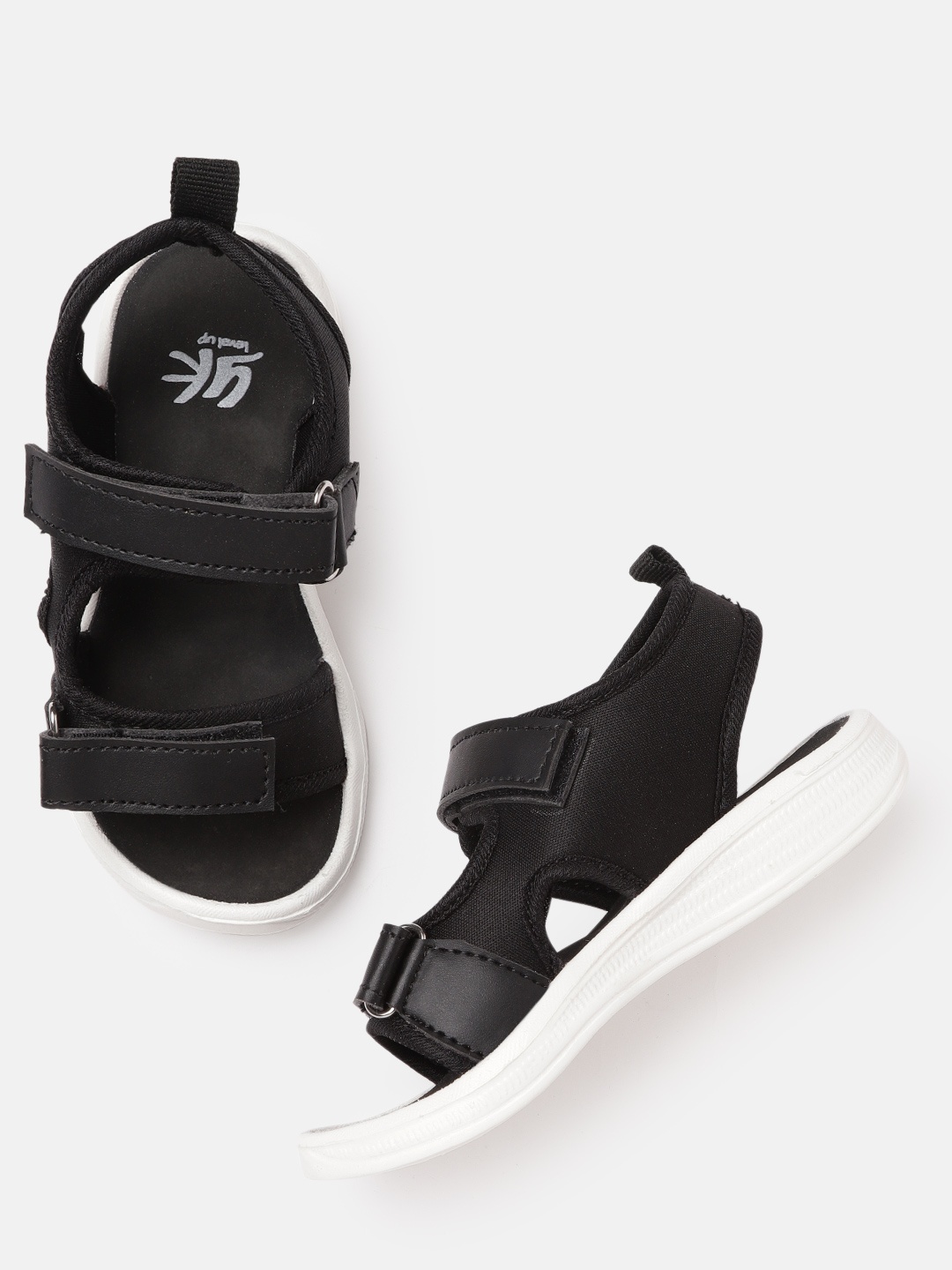 

YK Boys Black Solid Sports Sandals