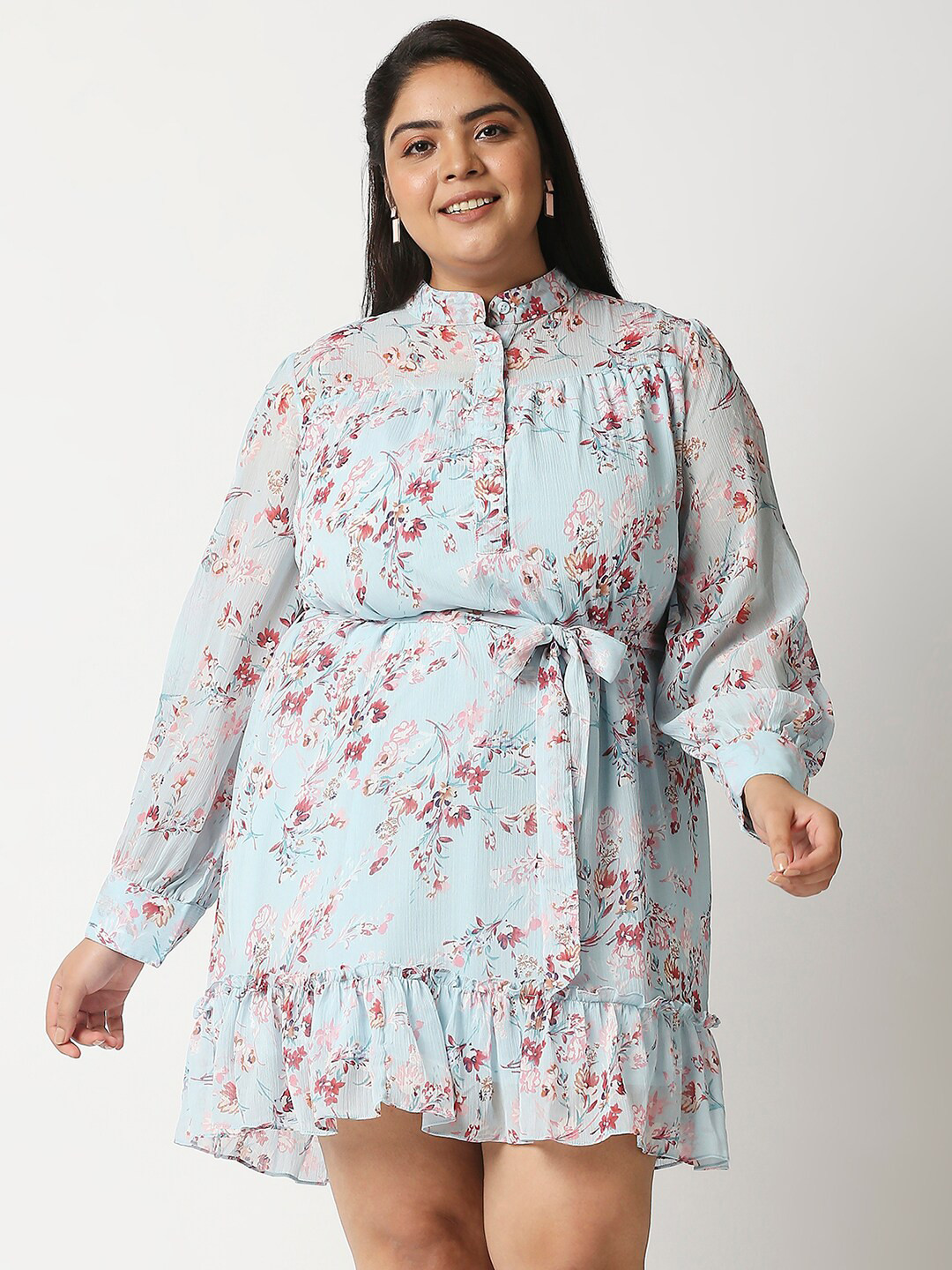 

20Dresses Blue Floral Chiffon A-Line Dress