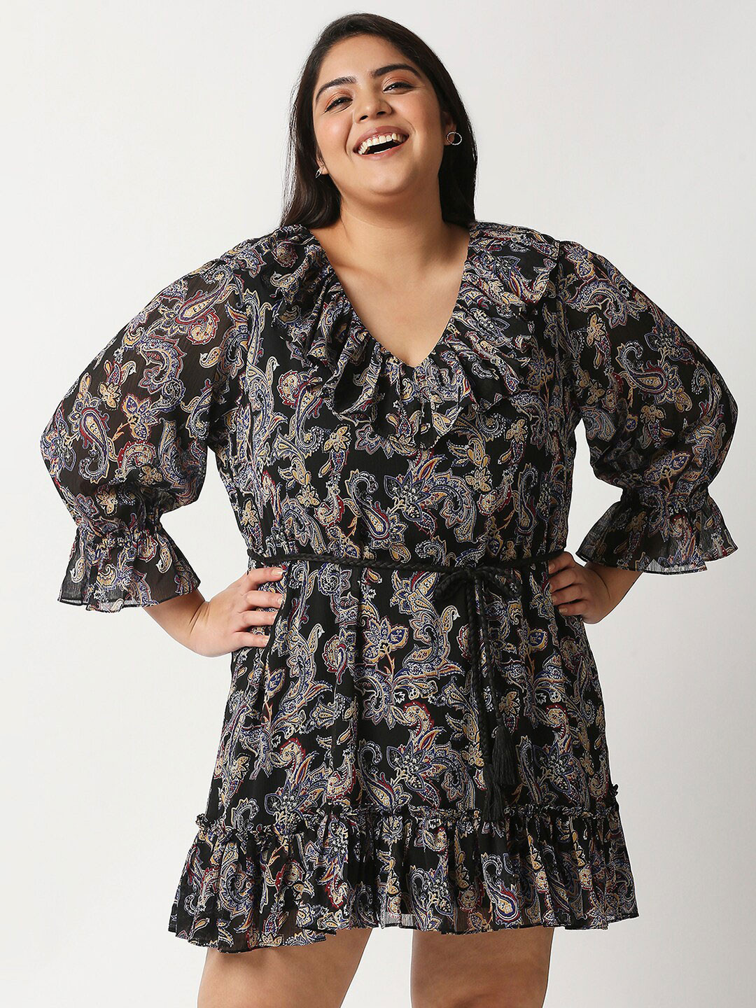 

20Dresses Black Floral Chiffon Dress