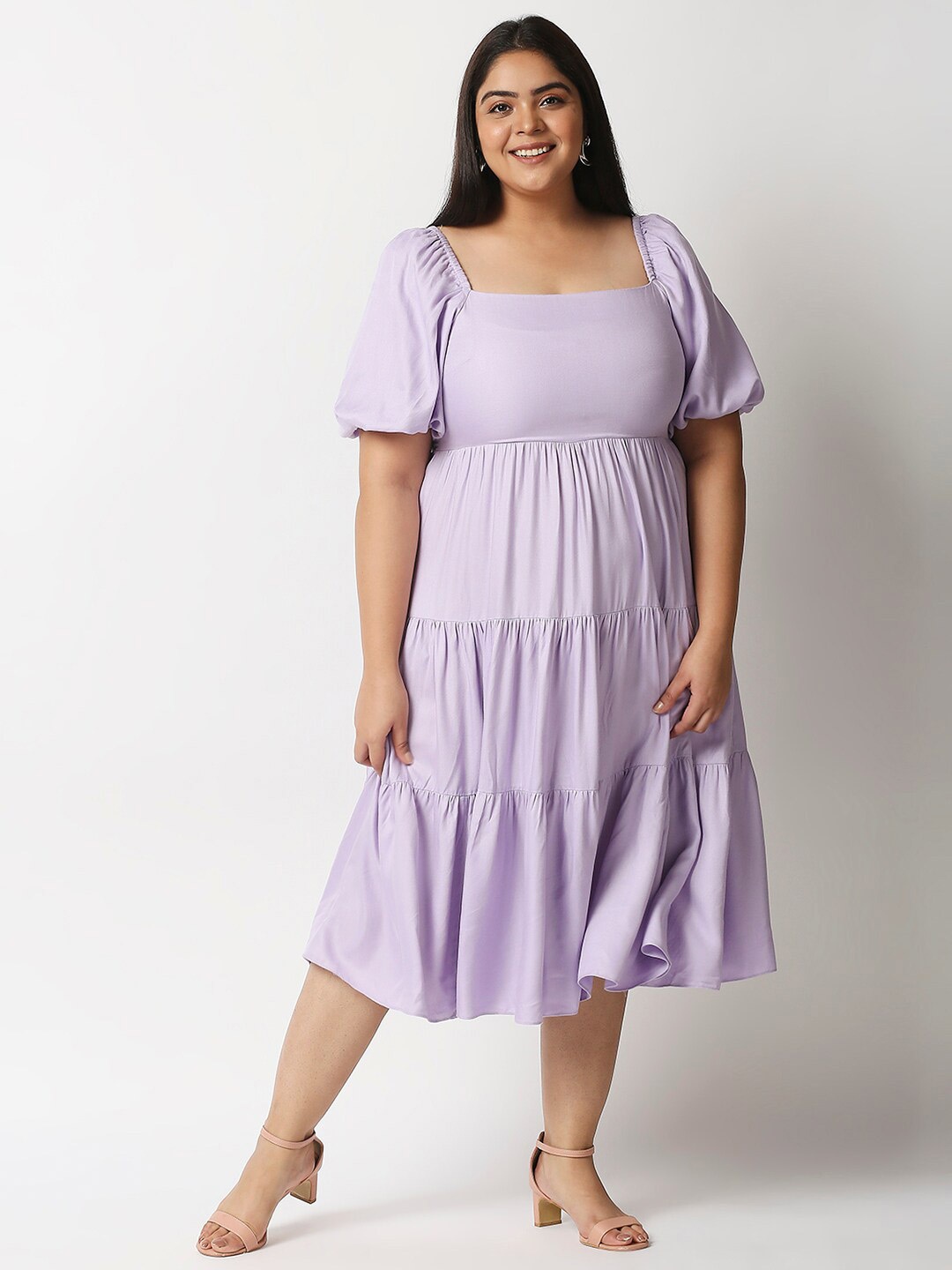 

20Dresses Purple Layered Empire Midi Dress