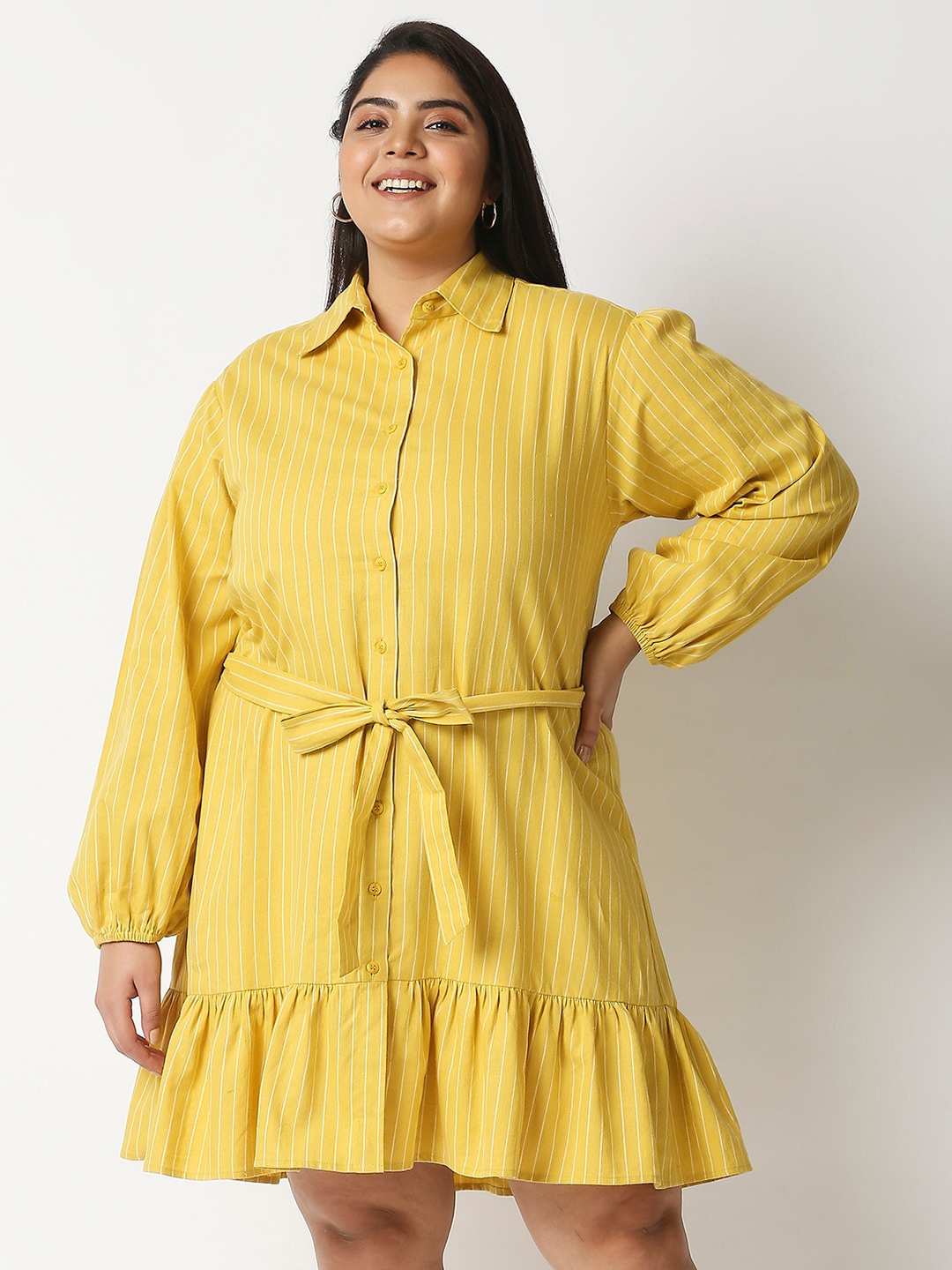 

20Dresses Yellow Striped Shirt Dress