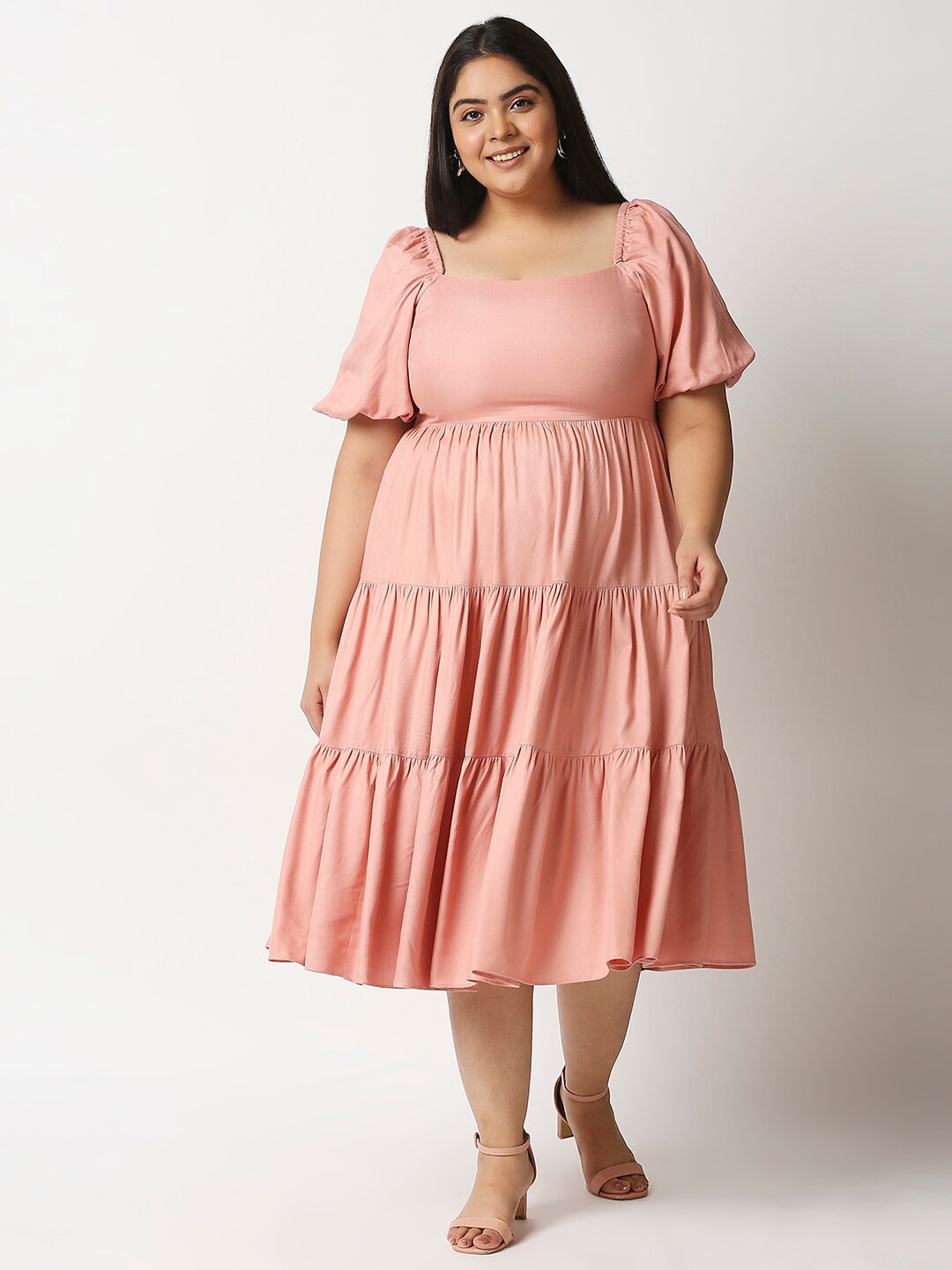 

20Dresses Pink Solid Empire Midi Dress