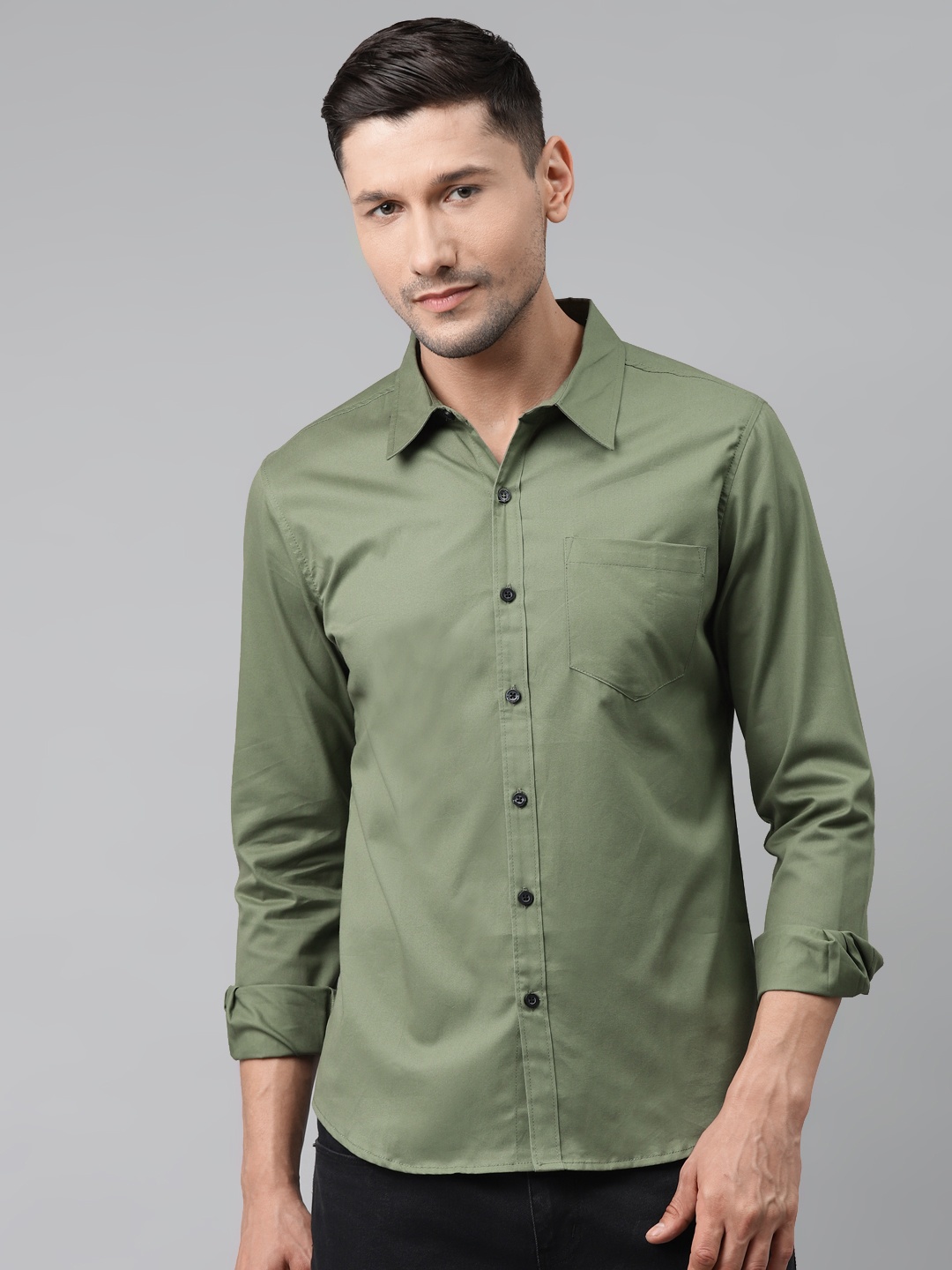 

Hubberholme Men Green Pure Cotton Casual Shirt