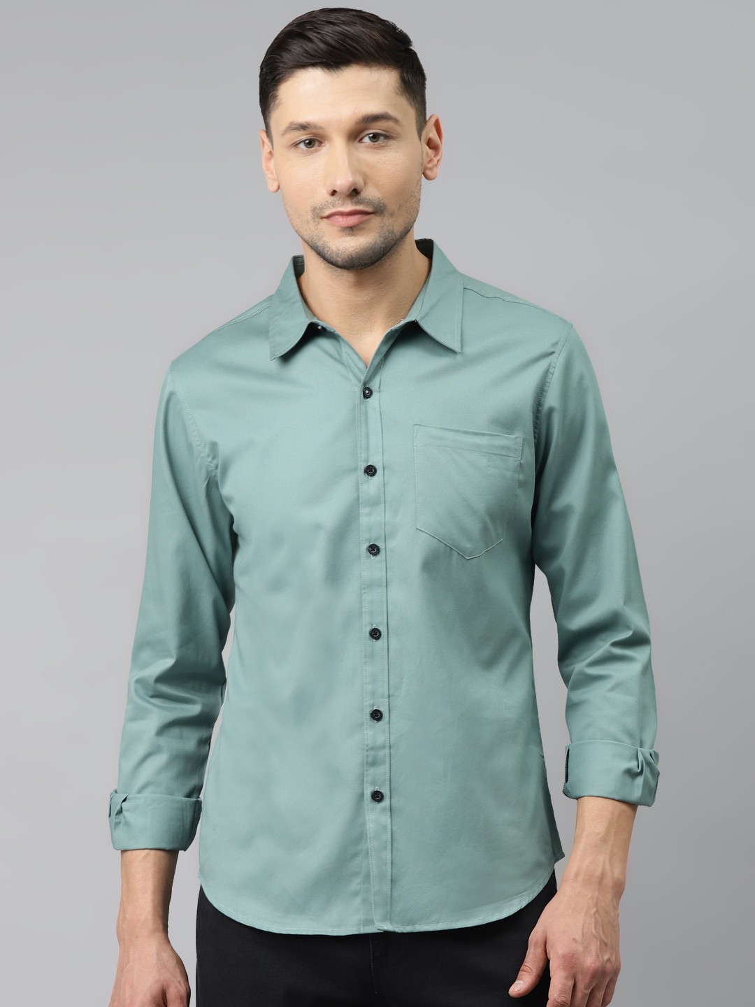 

Hubberholme Men Green Opaque Pure Cotton Casual Shirt